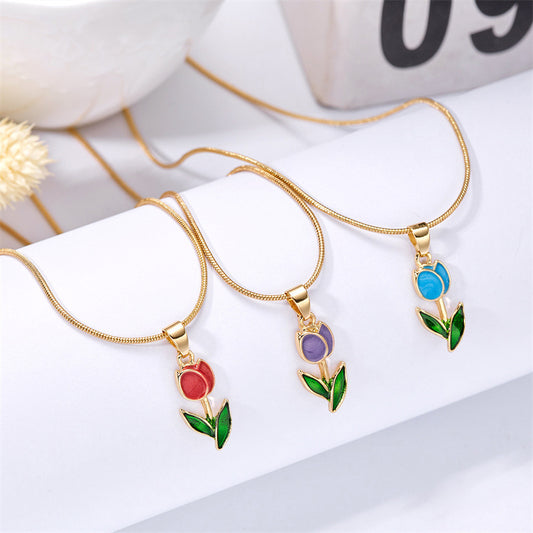 Simple Style Classic Style Flower Alloy Plating Gold Plated Women's Pendant Necklace