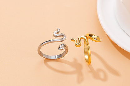 New Fashion Creative Stainless Steel Rhinestone Snake Ring Wholesale Nihaojewelry