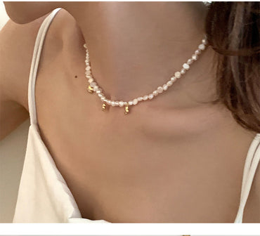 Flower Baroque Natural Freshwater Pearl Necklace Female Clavicle Chain Versatile High Sense Necklace Jewelry Cross-border Wholesale