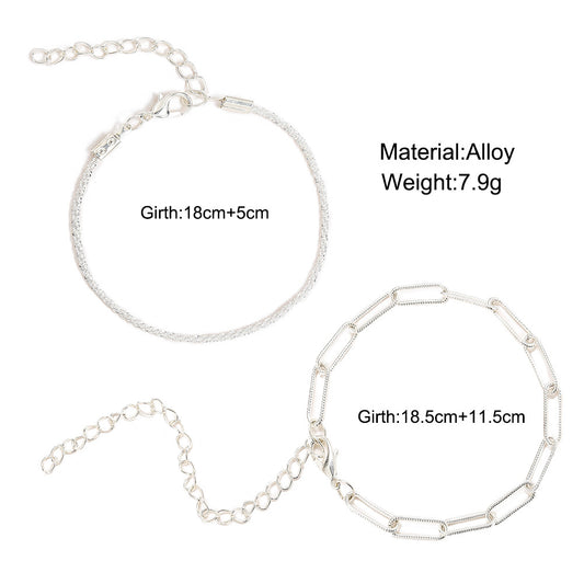 New Creative Simple Jewelry Sparkling Alloy Bracelets 2-piece Set