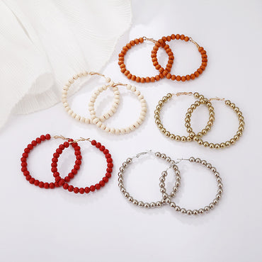Wholesale Jewelry Retro Wooden Beads Circle Earrings Nihaojewelry