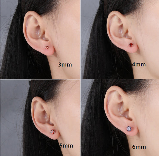 Simple Style Geometric Sterling Silver Zircon Ear Studs 1 Pair