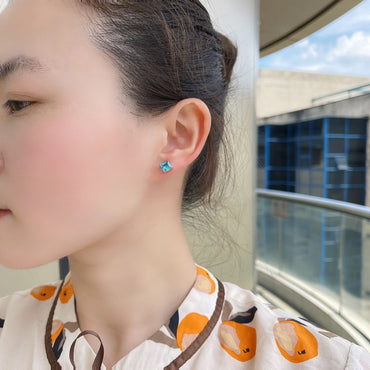 Fashion Water Droplets Heart Shape Copper Inlay Zircon Ear Studs 1 Pair