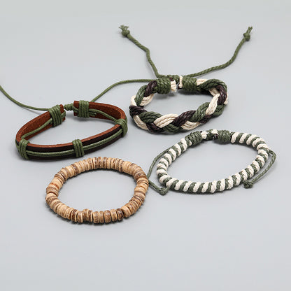 Wholesale Personality Woven Multilayer Hemp Rope Bracelet Bracelet Simple Diy 4-piece Leather Bracelet
