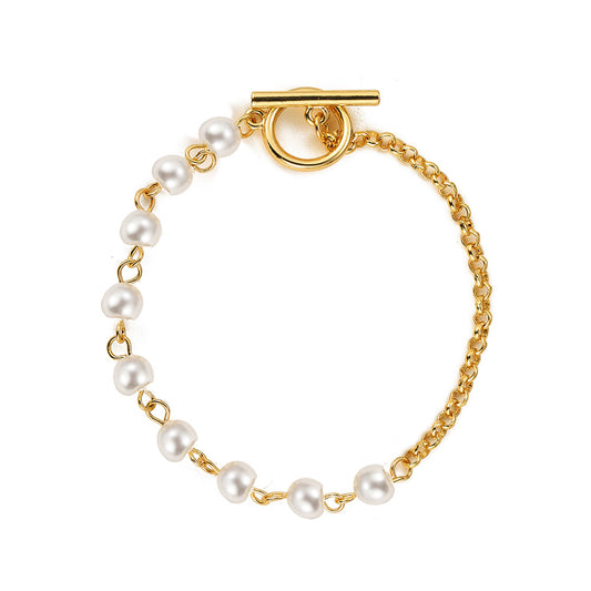 New Metal Chain Ot Buckle Bracelet Creative Personality Cold Wind Simple Pearl Alloy Bracelet