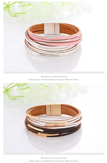 Wholesale Jewelry Simple Style Streetwear Geometric Pu Leather Bangle