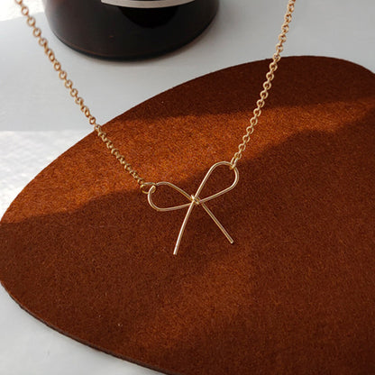 Geometric Bow Shaped Simple New Hollow Pendant Clavicle Necklace Alloy