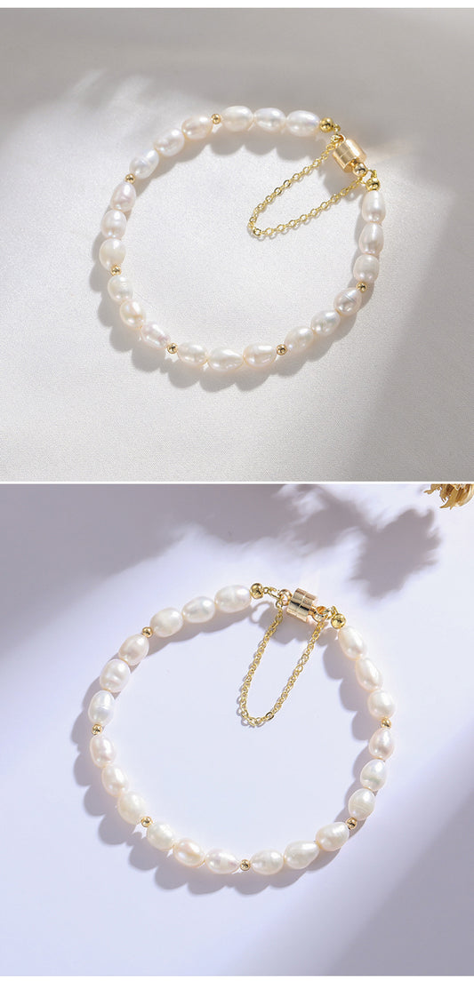 Simple Style Solid Color Freshwater Pearl Beaded Plating Bracelets