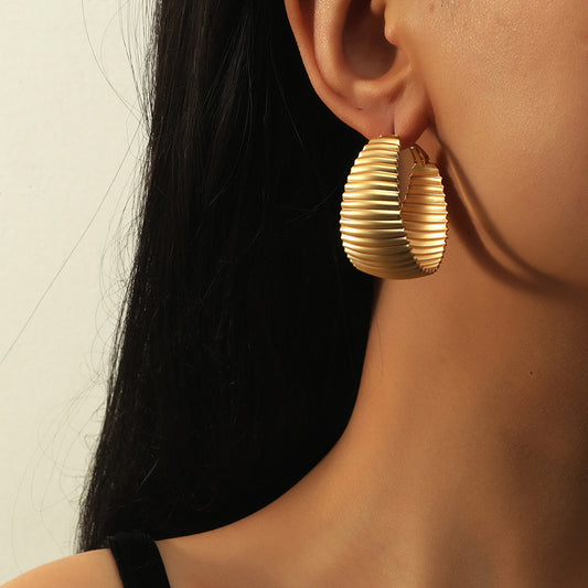 Fashion C Shape Plating Alloy Artificial Gemstones Earrings Ear Studs