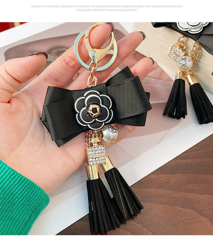 1 Piece Fashion Tassel Flower Bow Knot Alloy Inlay Rhinestones Women's Keychain