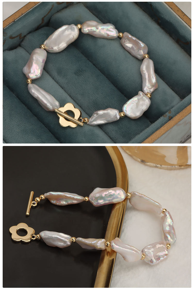 Sweet Irregular Flower Baroque Pearls Bracelets 1 Piece