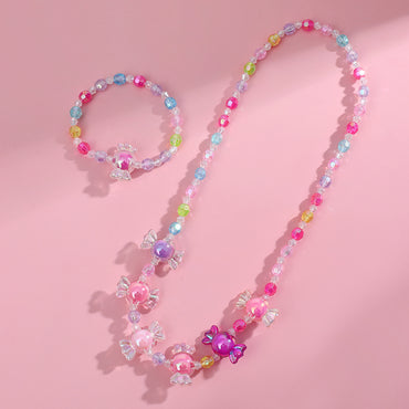 Cute Candy Resin Beaded No Inlaid Bracelets Necklace 2 Piece Set