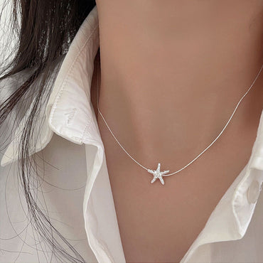 Elegant Lady Starfish Sterling Silver Plating Necklace