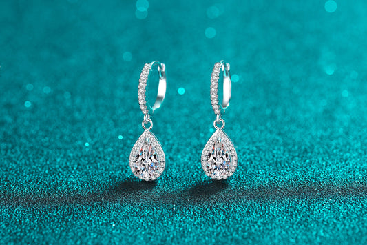 Elegant Water Droplets Sterling Silver Moissanite Zircon Drop Earrings In Bulk