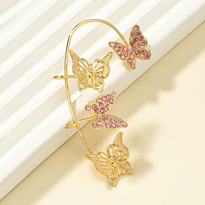 Simple Style Butterfly Alloy Plating Rhinestones Women's Ear Clips 1 Piece