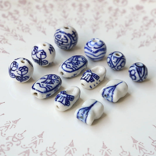 Antique Blue And White Porcelain Beads Handmade Earrings Accessories