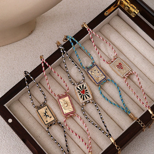 Artistic Retro Tarot Copper Necklace And Bracelet With Electroplating