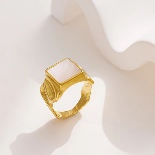 Baroque Style Punk Square Stainless Steel Stainless Steel Plating Inlay Zircon Gold Plated Rings