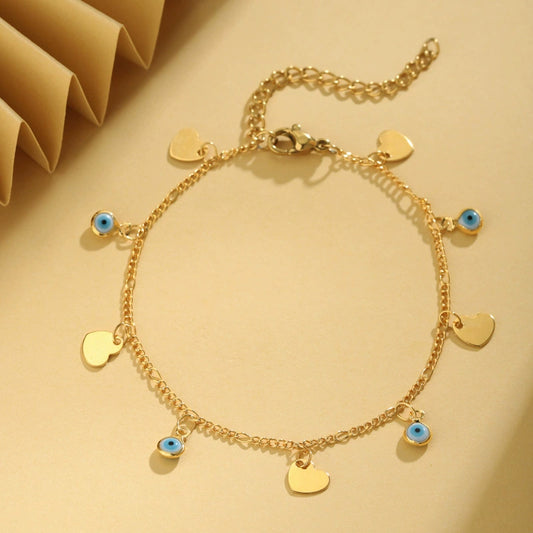 Bracelet Copper Heartshaped Handmade Evil Eye Couple Student Style
