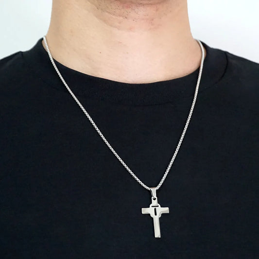 Casual Simple Style Cross Letter 304 Stainless Steel Stainless Steel Unisex Pendant Necklace
