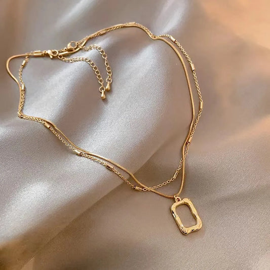 Classic Style Square Stainless Steel Plating Pendant Necklace