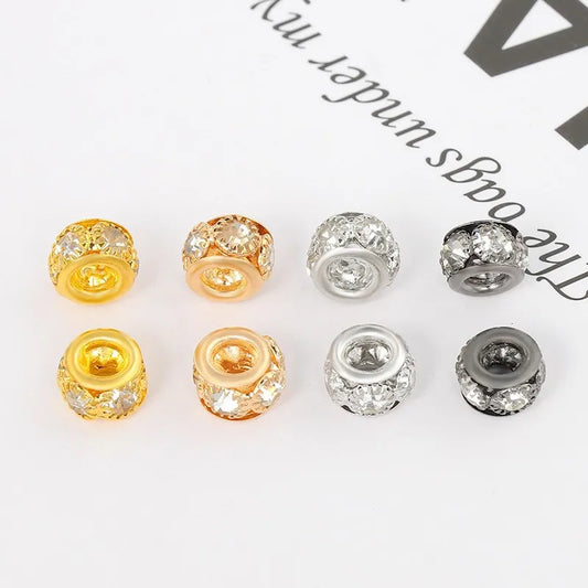 Copper Diamond Necklace Bracelet Bead Large Hole Bead Six Large Diamond Copper Bead Welding Drill Ring DIY Beaded Jewelry Accessories