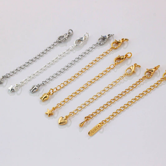 Copper Electroplated Lobster Buckle Love Tail Chain Bracelet Extension Chain With Fivepointed Star Diy Handmade Accessories