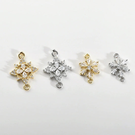 Copper Electroplated Zircon Snowflake Pendant Jewelry Accessories Bracelet Necklace Earrings