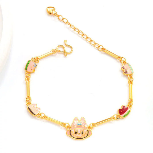 Copper Geometric Style Electroplated Cat Bracelet For Girlfriend
