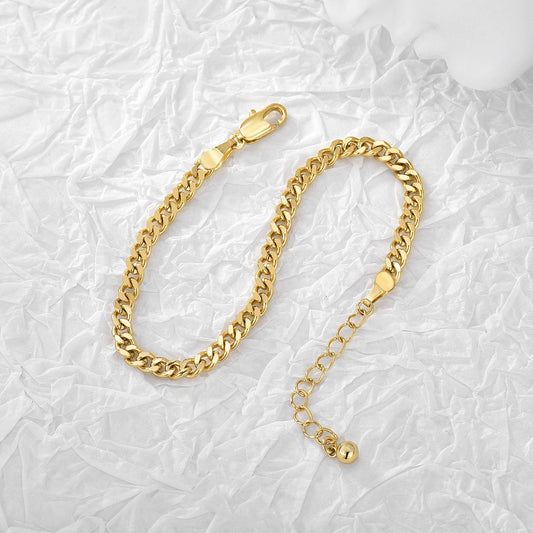 Copper Gold Plated Geometric Unisex Chain Bracelet With Electroplating