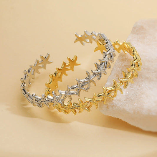 Copper Goldplated Starshaped Fivepointed Star Bracelet Electroplated Simple Animal Style