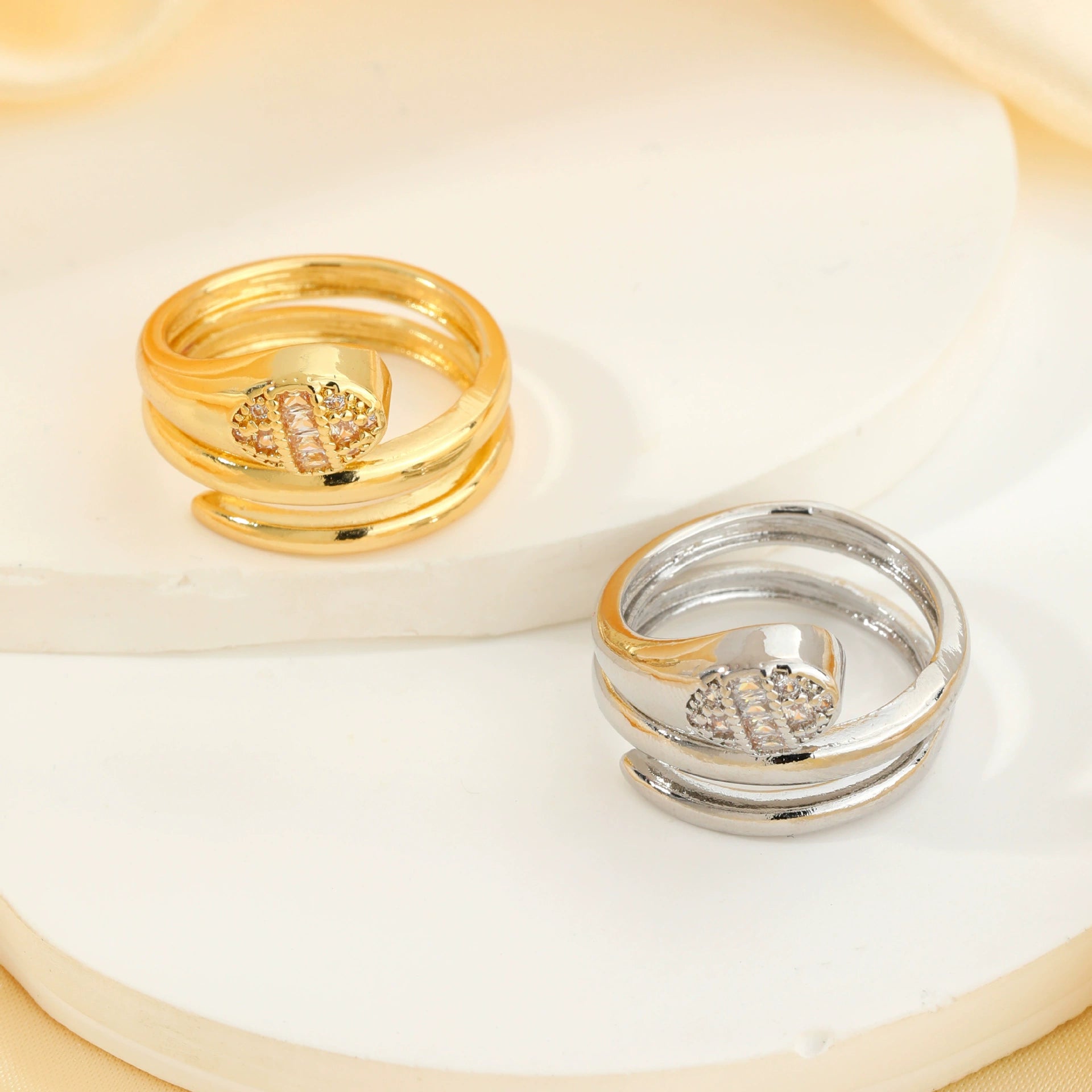 Copper Inlaid Zircon Snake Zodiac Open Ring Jewelry For Women GoodDiy — free download