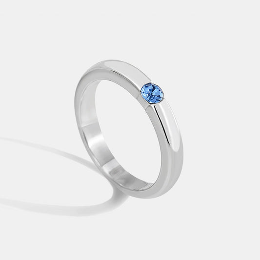 Copper Plated Platinum Women's Geometric Ring With Single Diamond