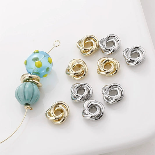 Copper Pocket Twist Gasket Triple Flower Bead Diy Ear Jewelry Necklace Bracelet Pendant Accessories 14K Gold Plated Electroplated