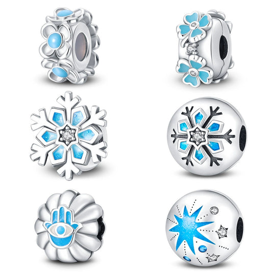 Diy Bracelet Necklace 925 Silver Beads Copper Plated Flower Luminous Isolation Beads Dripping Oil Design