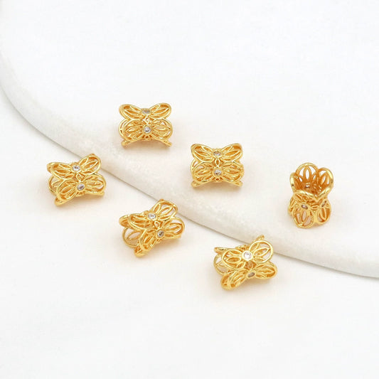 Diy Jewelry Accessories Spacer Beads Copper Electroplated 18K Real Gold Zircon For Bracelet Necklace
