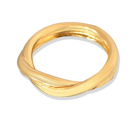 Doublelayer Crosswinding Women's Retro Elegant Geometric Stainless Steel Goldplated Ring