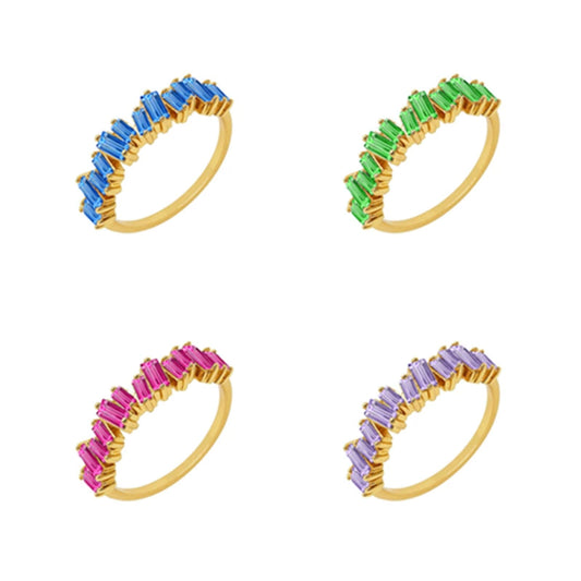Electroplated Copper Rectangular Geometric Zircon Ring Fashion Trend Ring For Women