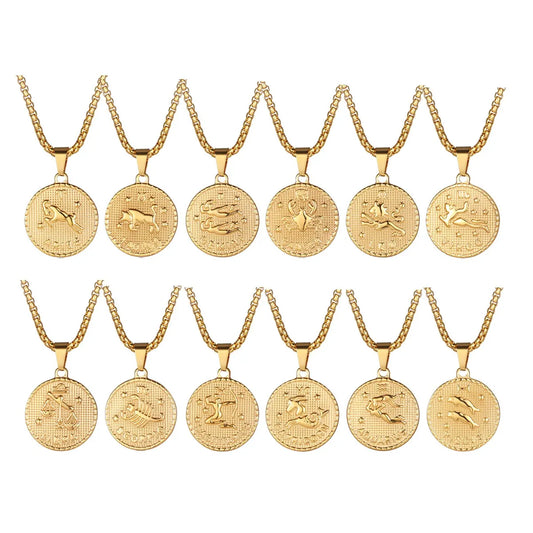 Fashion Constellation Stainless Steel Pendant Necklace Gold Plated Stainless Steel Necklaces