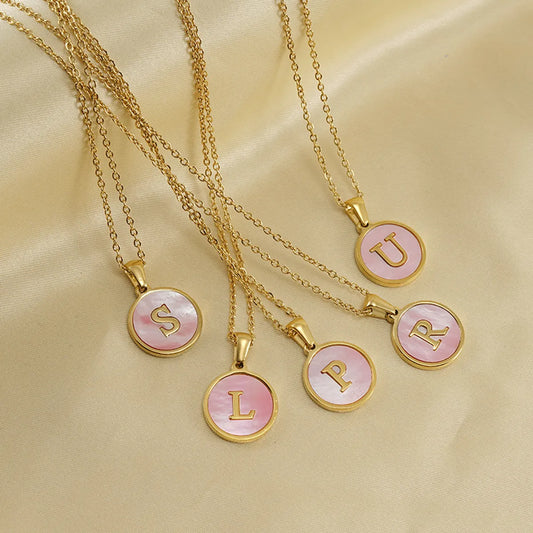 Fashion Round Letter Stainless Steel Pendant Necklace