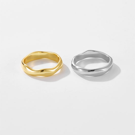 Fashion Simple Versatile Ring Copper Geometric Design Electroplated Jewelry