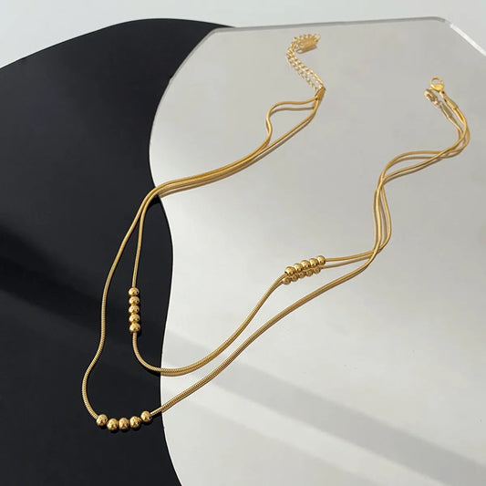 Fashion Solid Color Stainless Steel Layered Necklaces 1 Piece