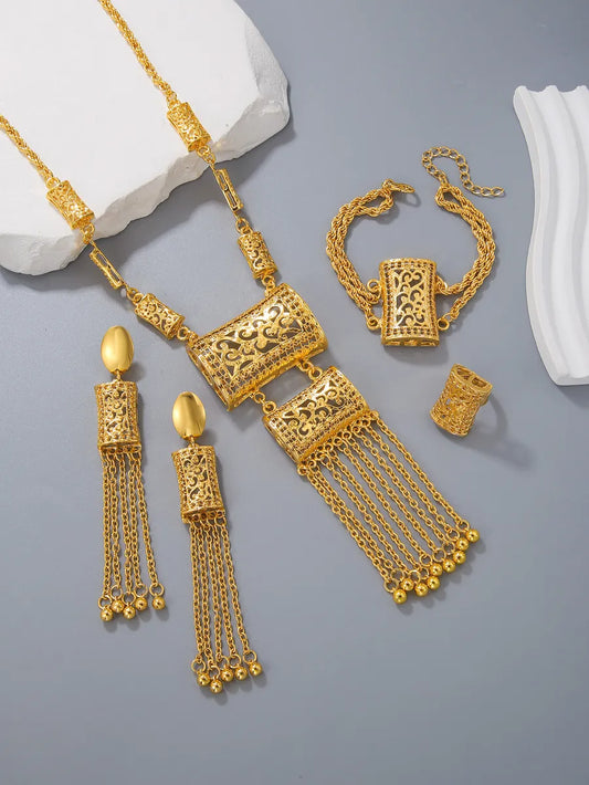 Glam Vintage Style Solid Color Copper Plating Hollow Out Inlay Zircon 18k Gold Plated Bracelets Earrings Necklace