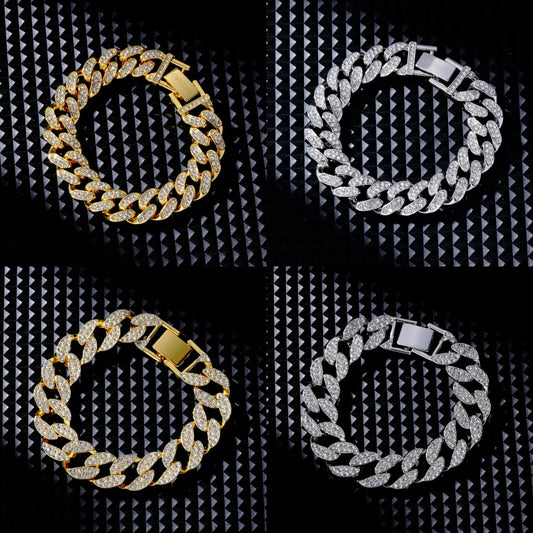Hip-Hop Cool Style Solid Color Copper Plating Inlay Zircon K Gold Plated Rhodium Plated Unisex Bracelets