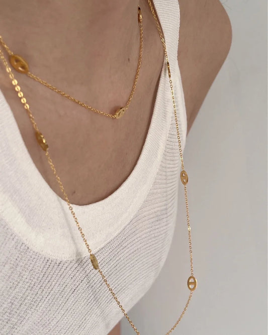 Ig Style Simple Style Solid Color Stainless Steel Plating Long Necklace
