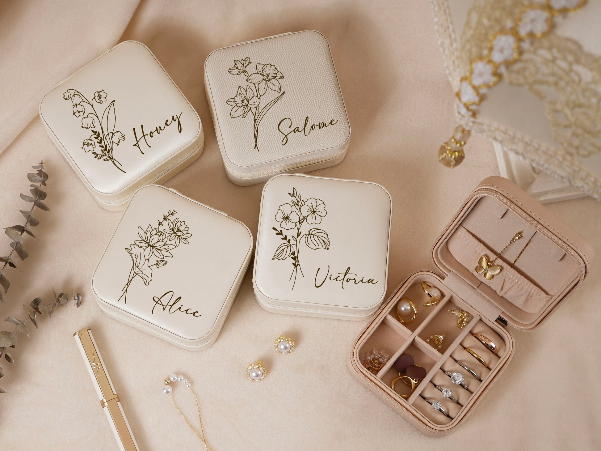 Personalized Engraved Leather Jewelry box