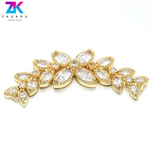 Jewelry Accessories Copper Bead Buckle Flower Chain Pendant Electroplated For Earrings Bracelet Necklace