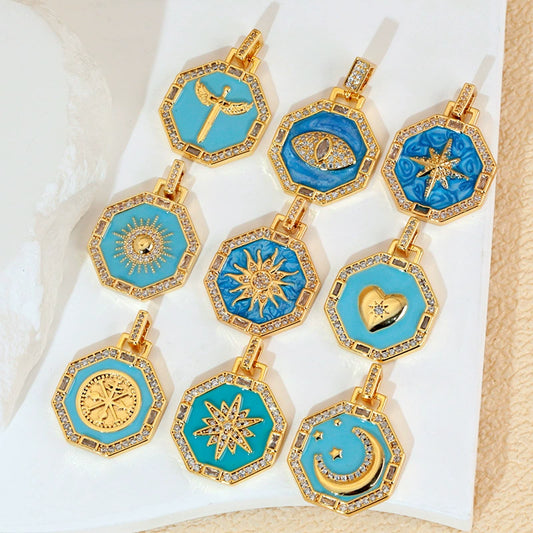 Jewelry Accessories Copper Geometric Dripping Oil Micro Inlaid Pendant Necklace Bracelet