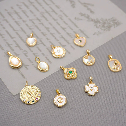 Jewelry Accessories Snowflake Four Leaf Clover Copper Plated 18K Gold Diy Hand Made Minimalist Geometric Pendant For Bracelet Necklace Earrings