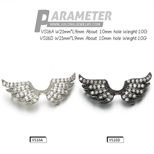 Jewelry Bead Buckle Diy Micro Inlay Accessories Angel Wings Copper Electroplating Connector Bracelet